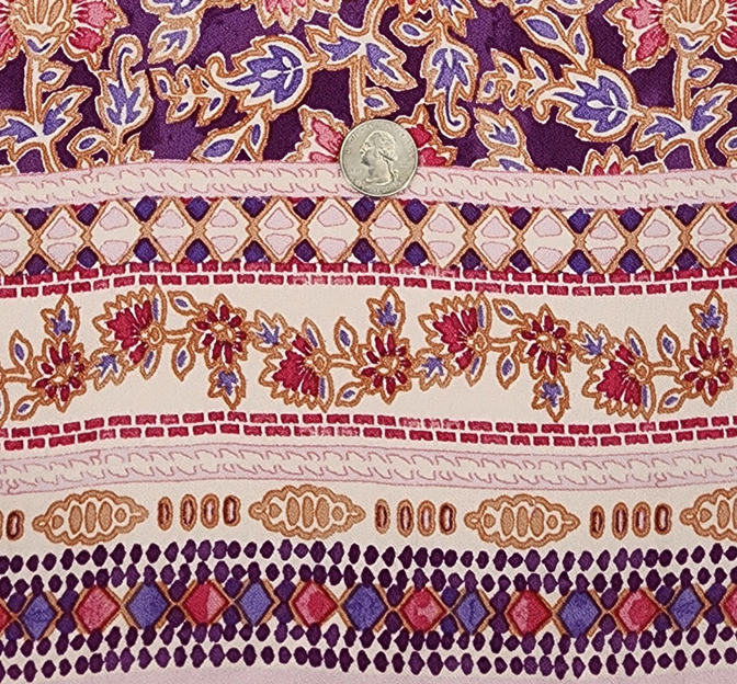 Rayon Messy Crepe 1D1877 Rayon Fabric - Purple, Double Border, 55/56" Width