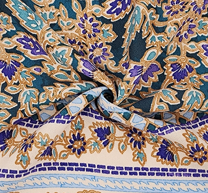 Rayon Messy Crepe 1D1877 Teal Rayon Fabric - Teal, Double Border, 55/56" Width