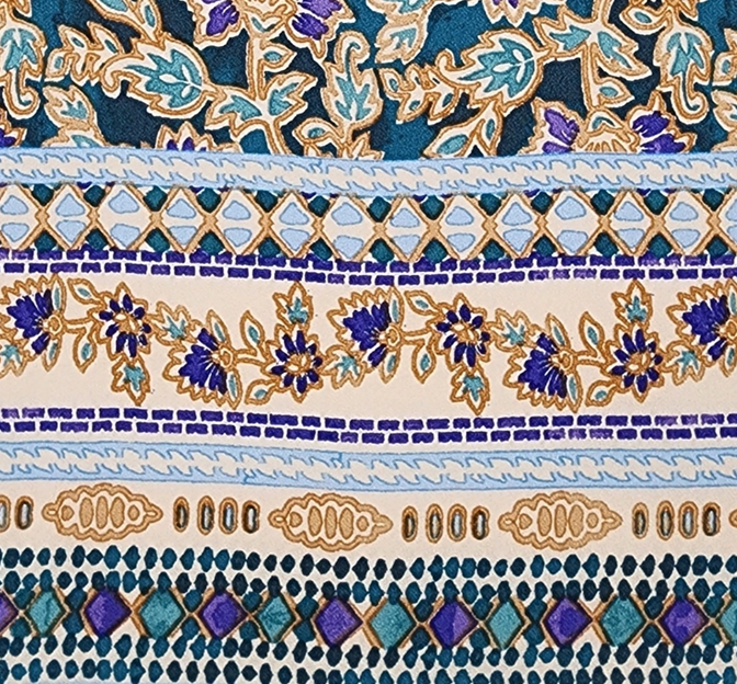 Rayon Messy Crepe 1D1877 Teal Rayon Fabric - Teal, Double Border, 55/56" Width