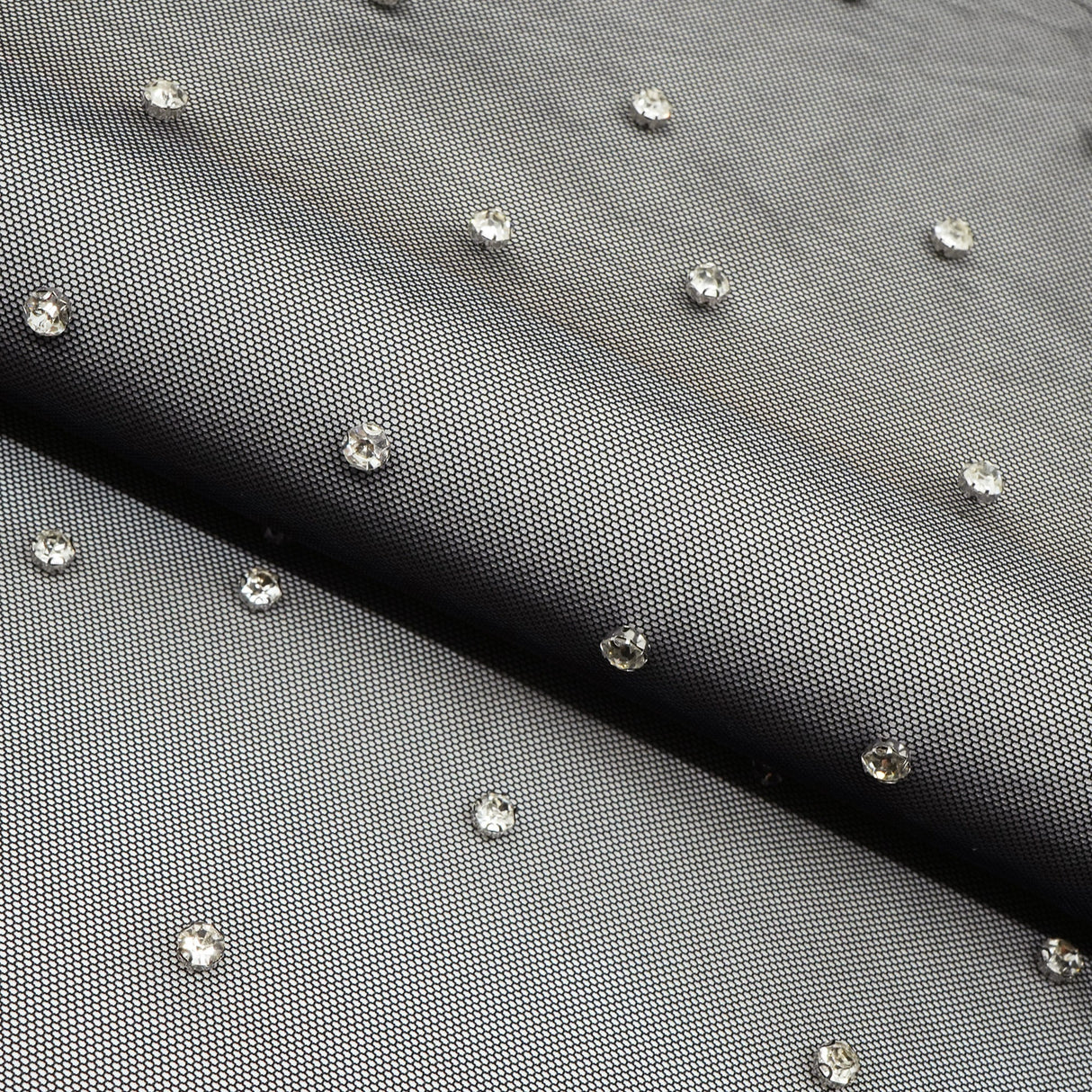 Rhinestone Stretch Mesh Fabric