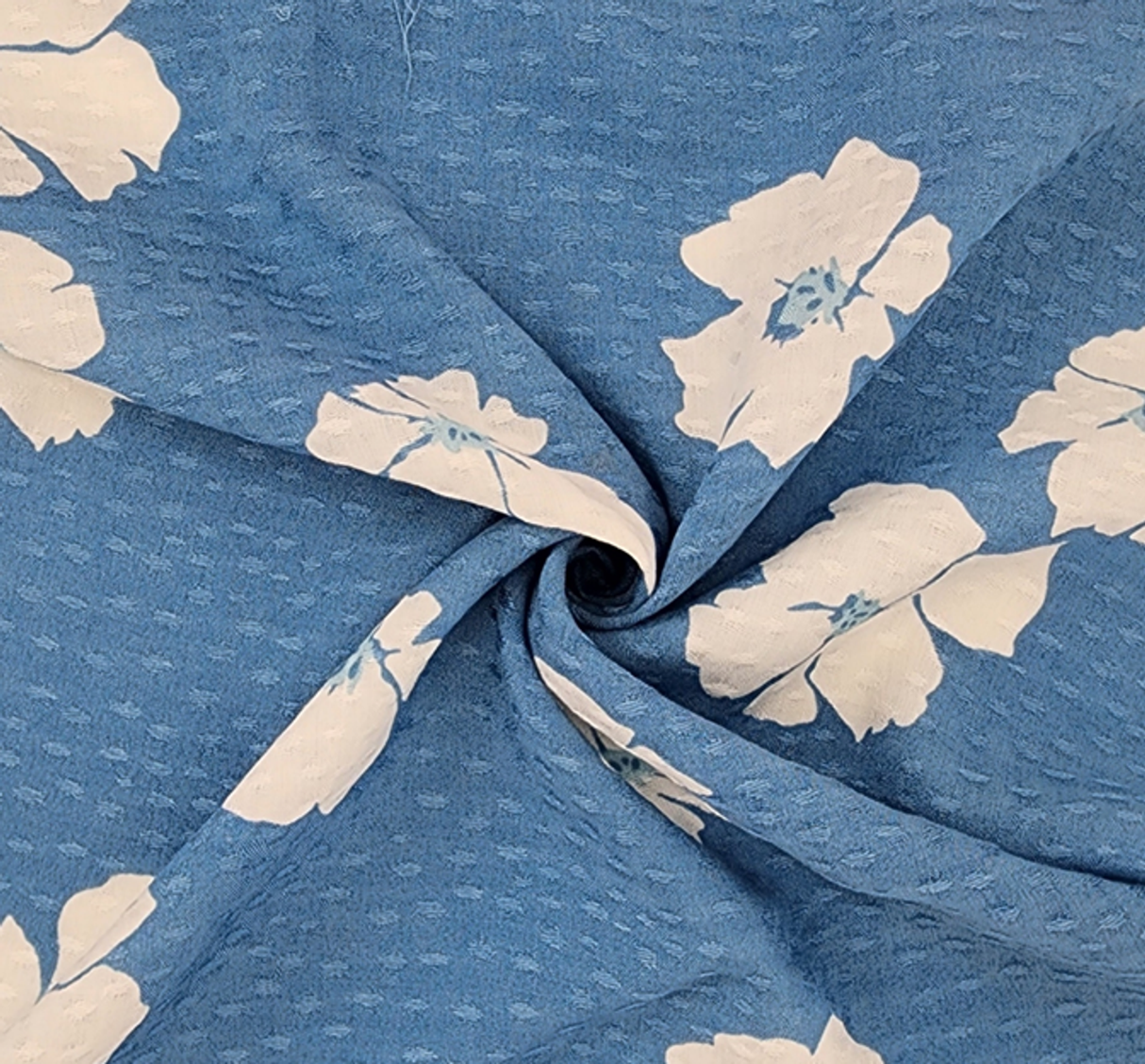 1 Yard Elegant Blue Rayon Dobby Dot Jacquard Fabric For Fashion Dresses Blouses Skirts Apparel 54/55" Width