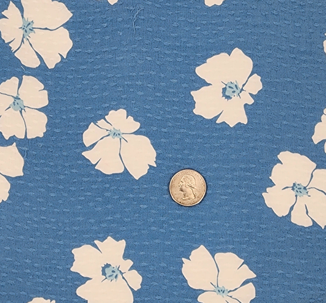 1 Yard Elegant Blue Rayon Dobby Dot Jacquard Fabric For Fashion Dresses Blouses Skirts Apparel 54/55" Width