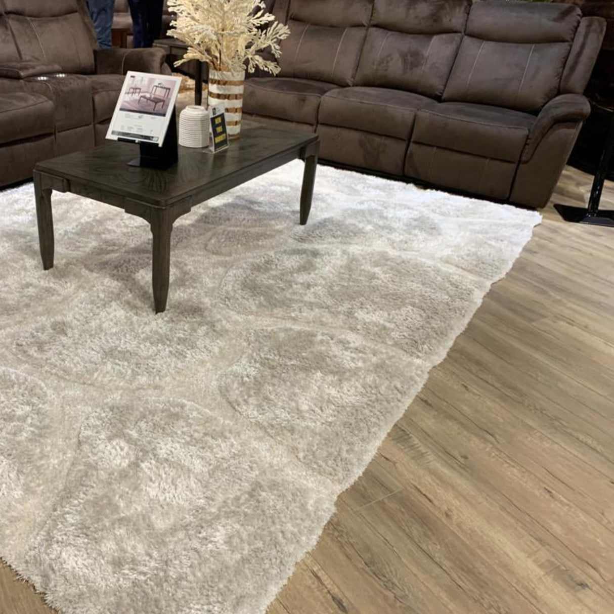 Soft Cozy 3D Rock Design Polyester Fabric - Hand Carved Rock Pattern, 5' X 7', Earth, Ivory, Steel (1 Rug)
