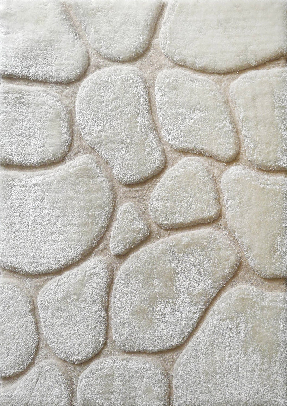 Soft Cozy 3D Rock Design Polyester Fabric - Hand Carved Rock Pattern, 5' X 7', Earth, Ivory, Steel (1 Rug)