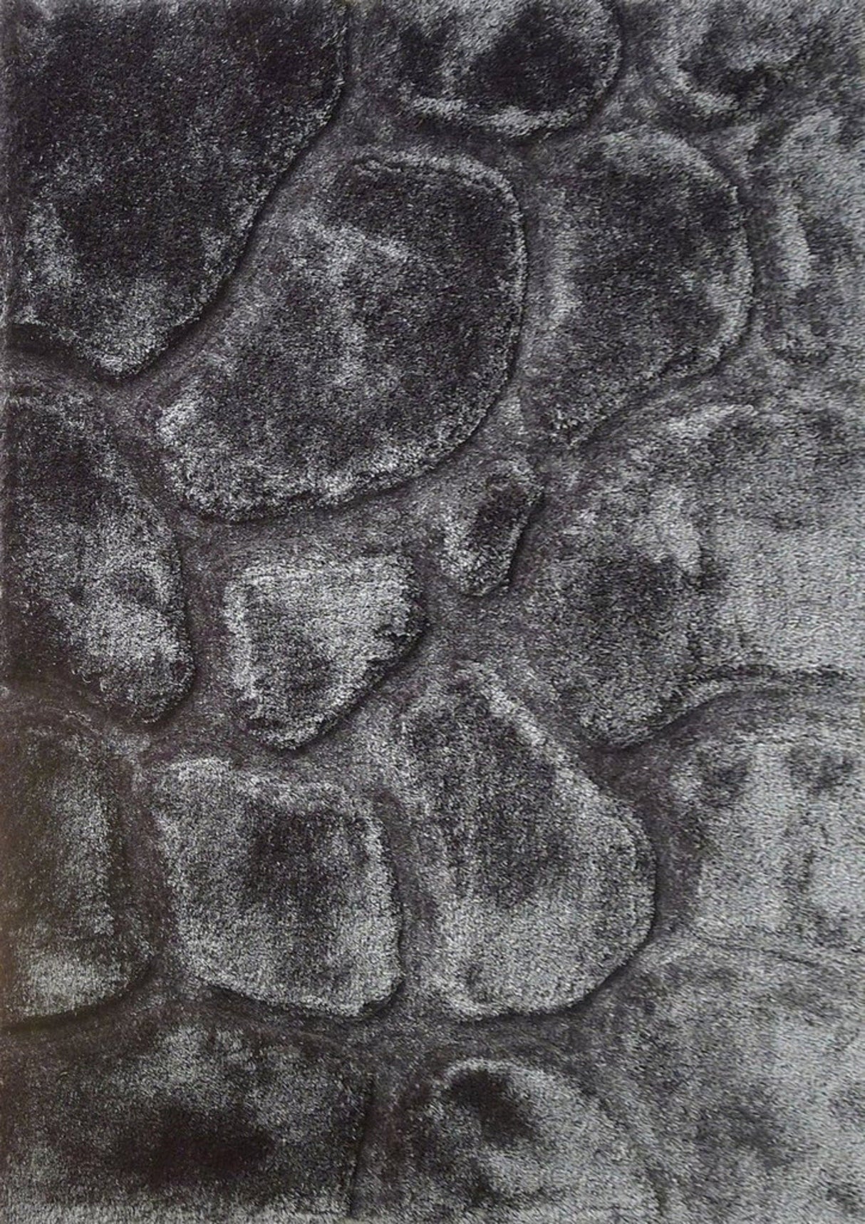 Soft Cozy 3D Rock Design Polyester Fabric - Hand Carved Rock Pattern, 5' X 7', Earth, Ivory, Steel (1 Rug)