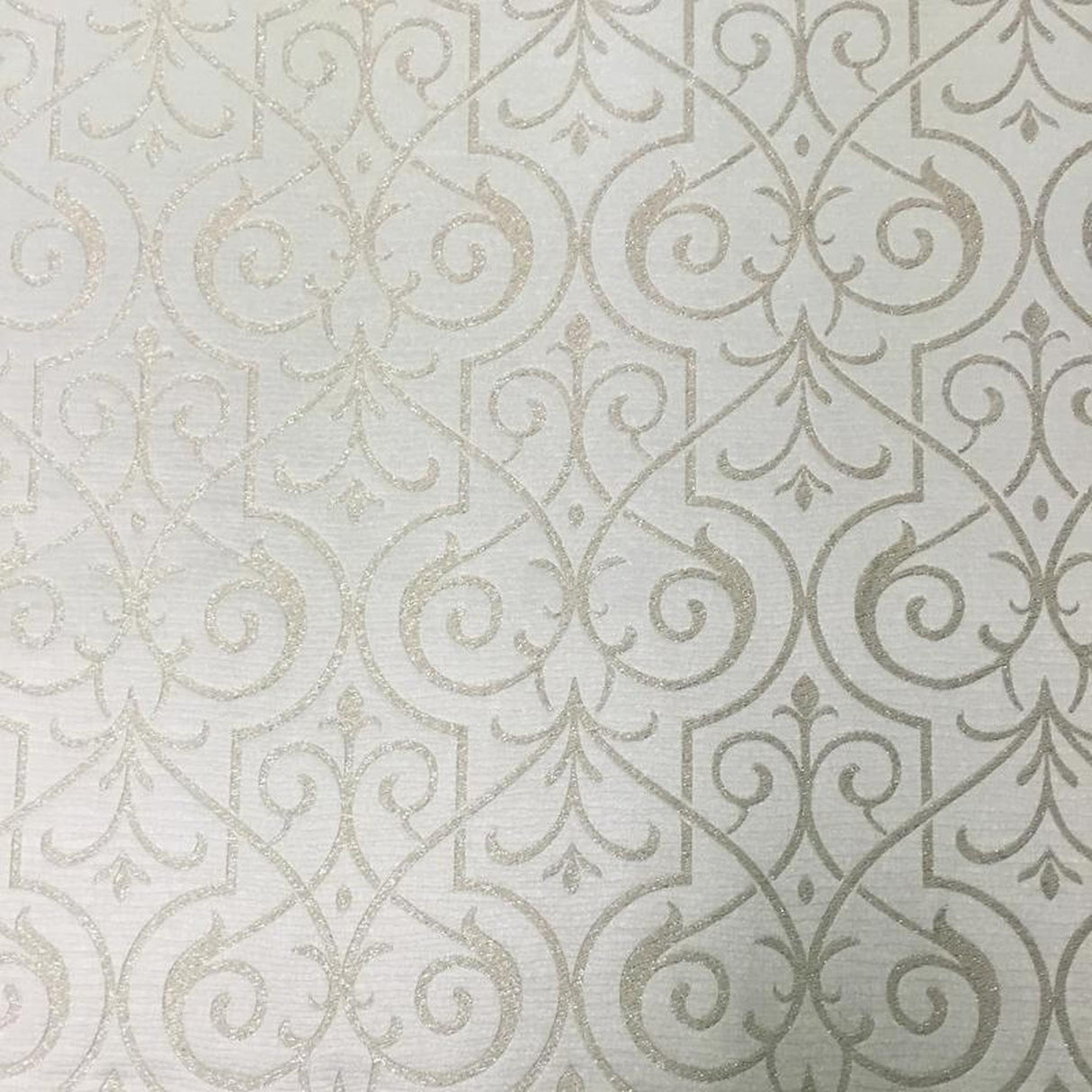 Royce Fabric Damask Metallic Fabric - Stone/Silver Damask, 55" Width (1 Yard)