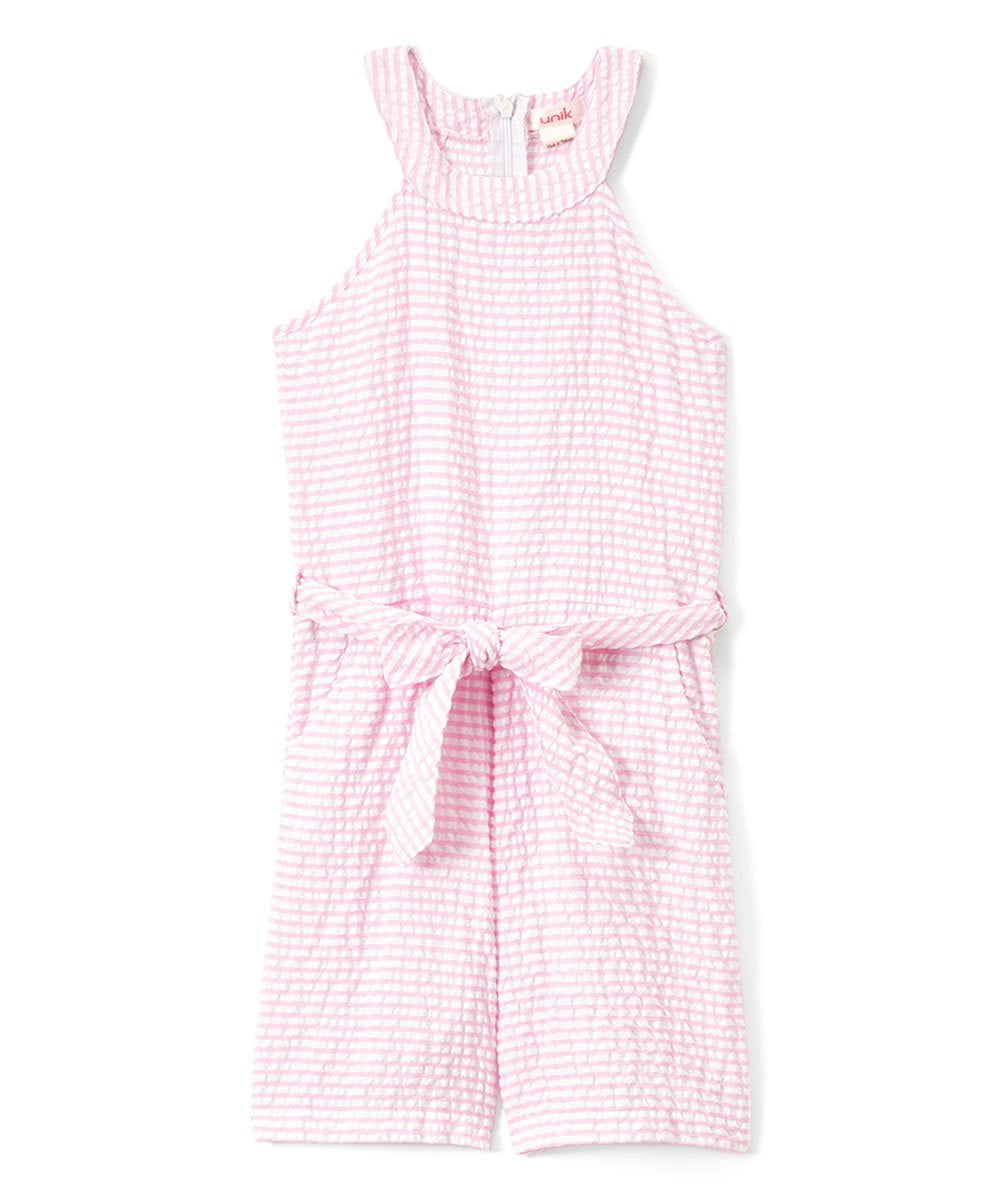 Girl Striped Romper - Striped Girl Romper Fabric, Red, Lilac, Pink (1 Piece)