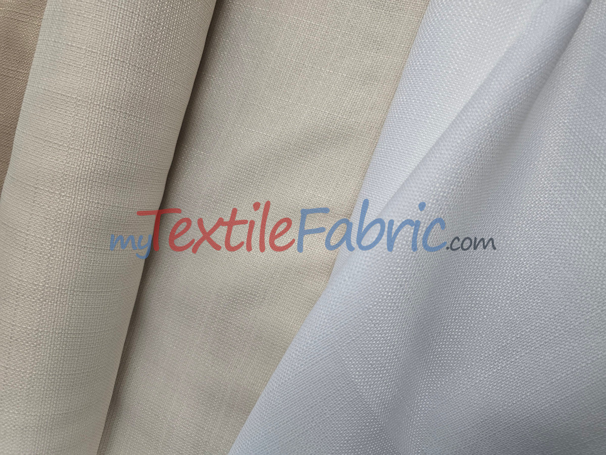 Rustic Linen Polyester Fabric - Faux Linen, 58" Width, 5 Colors (1 Yard)