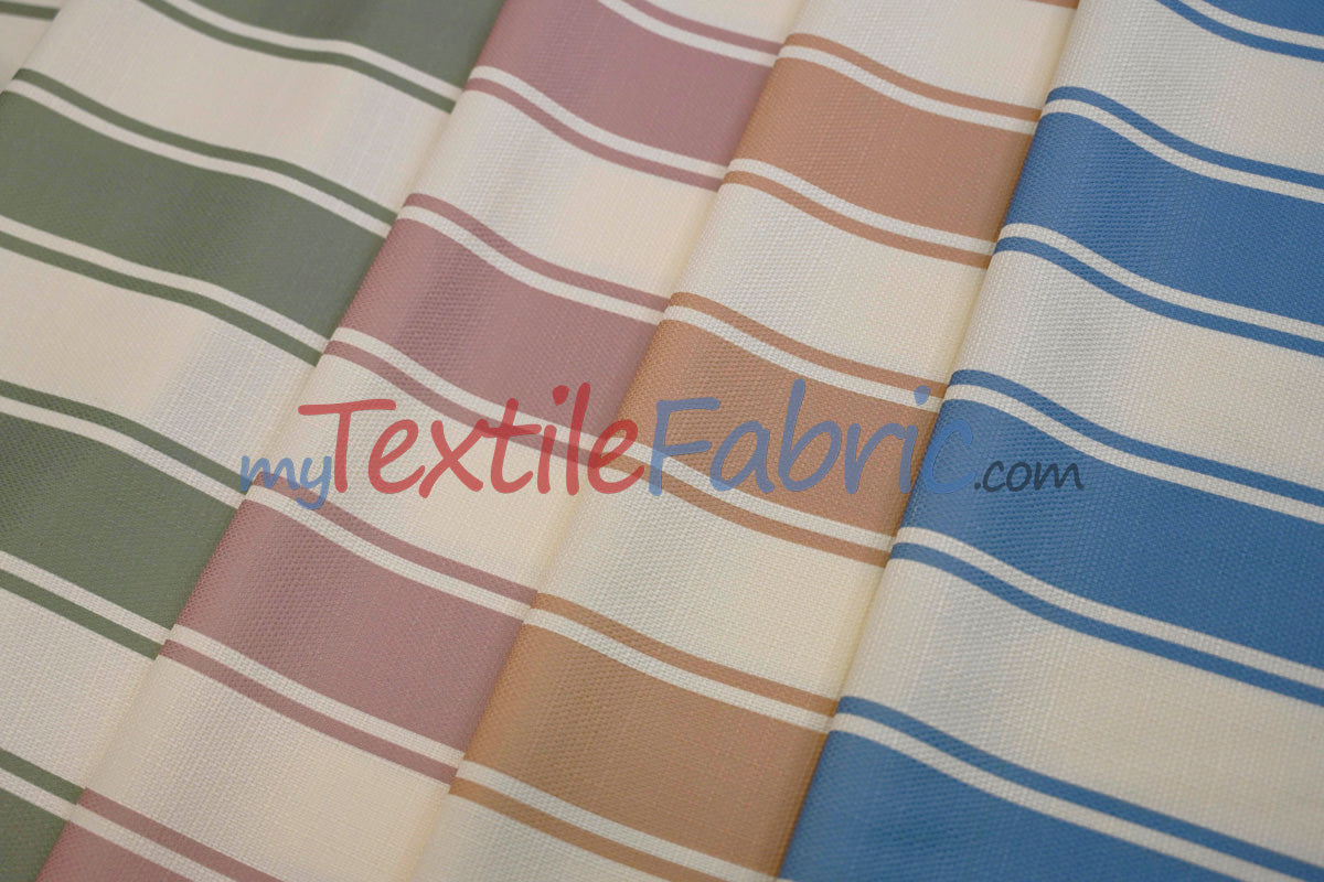 Rustic Linen Stripe Polyester Fabric - Yarn-Dyed Horizontal Stripes, 56/58" Width (1 Yard)