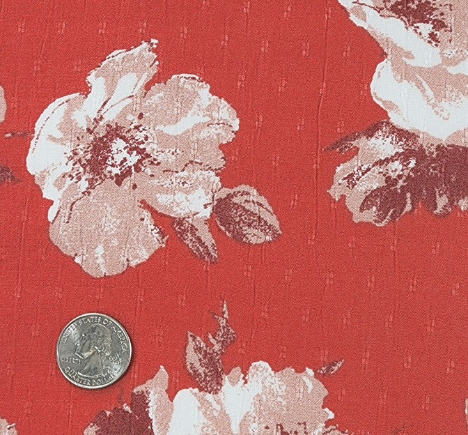 Yoryu Jacquard 1D1320 Orange Rayon Fabric - Orange Jacquard Dobby Texture, 57/58" Width (1 Yard)