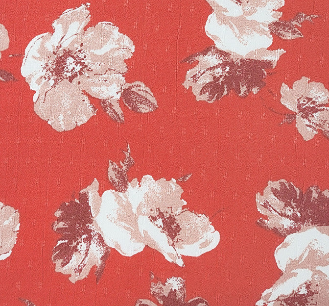 Yoryu Jacquard 1D1320 Orange Rayon Fabric - Orange Jacquard Dobby Texture, 57/58" Width (1 Yard)