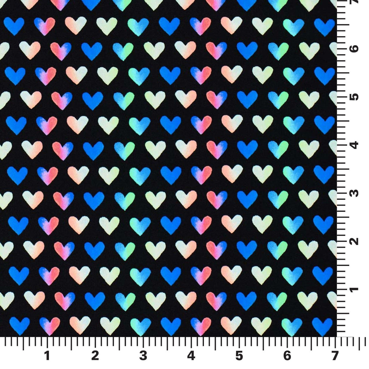 Printed Spandex Rainbow Hearts Fabric