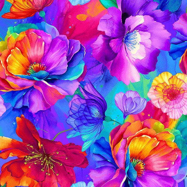Quilting Cotton Petal Power Rainbow Florals Timeless Treasures