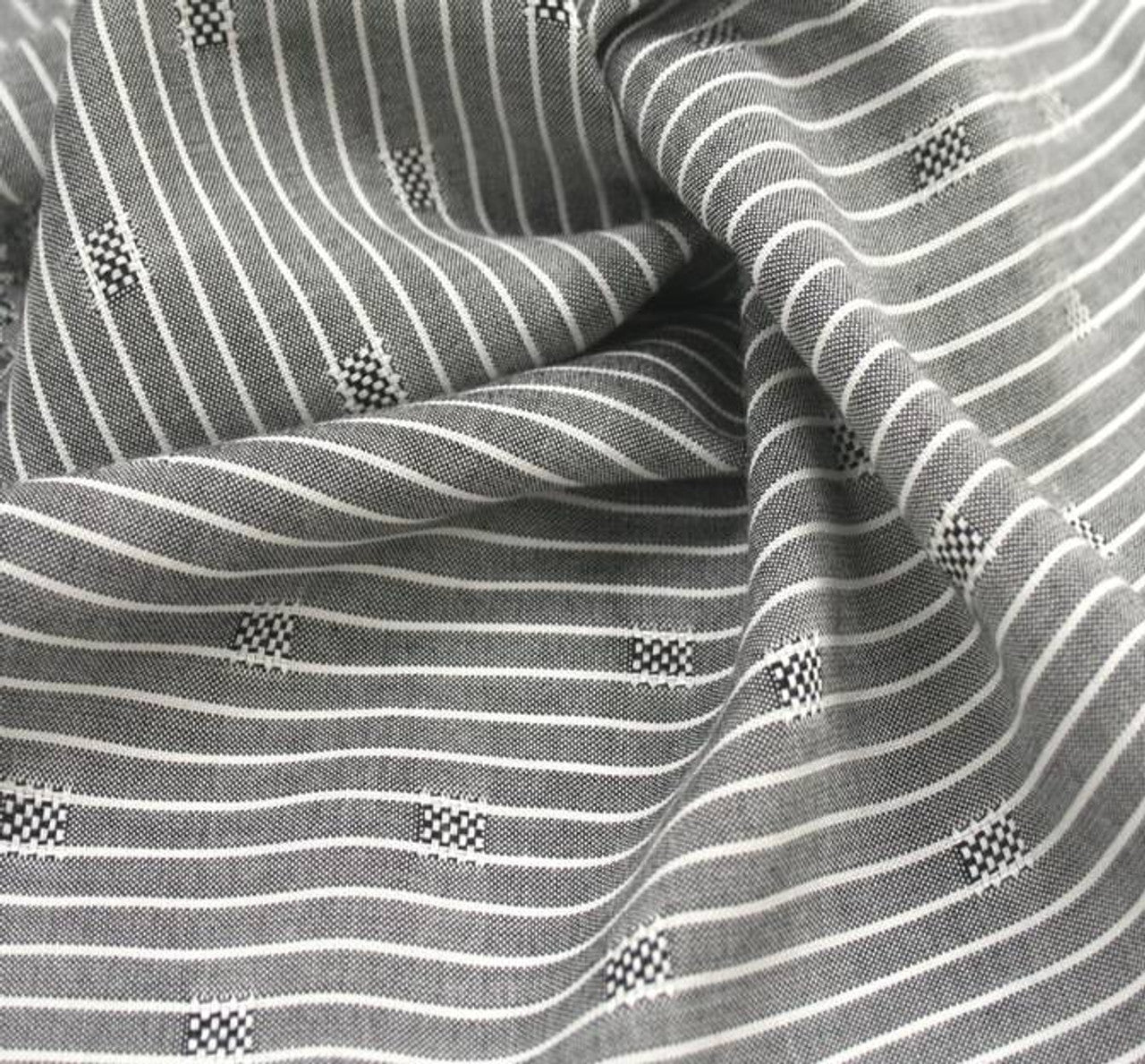 1 Yard Gray Ivory Rayon Pinstripe Fabric For Shirts, Dresses, Blouses Lightweight 57/58" Wide
