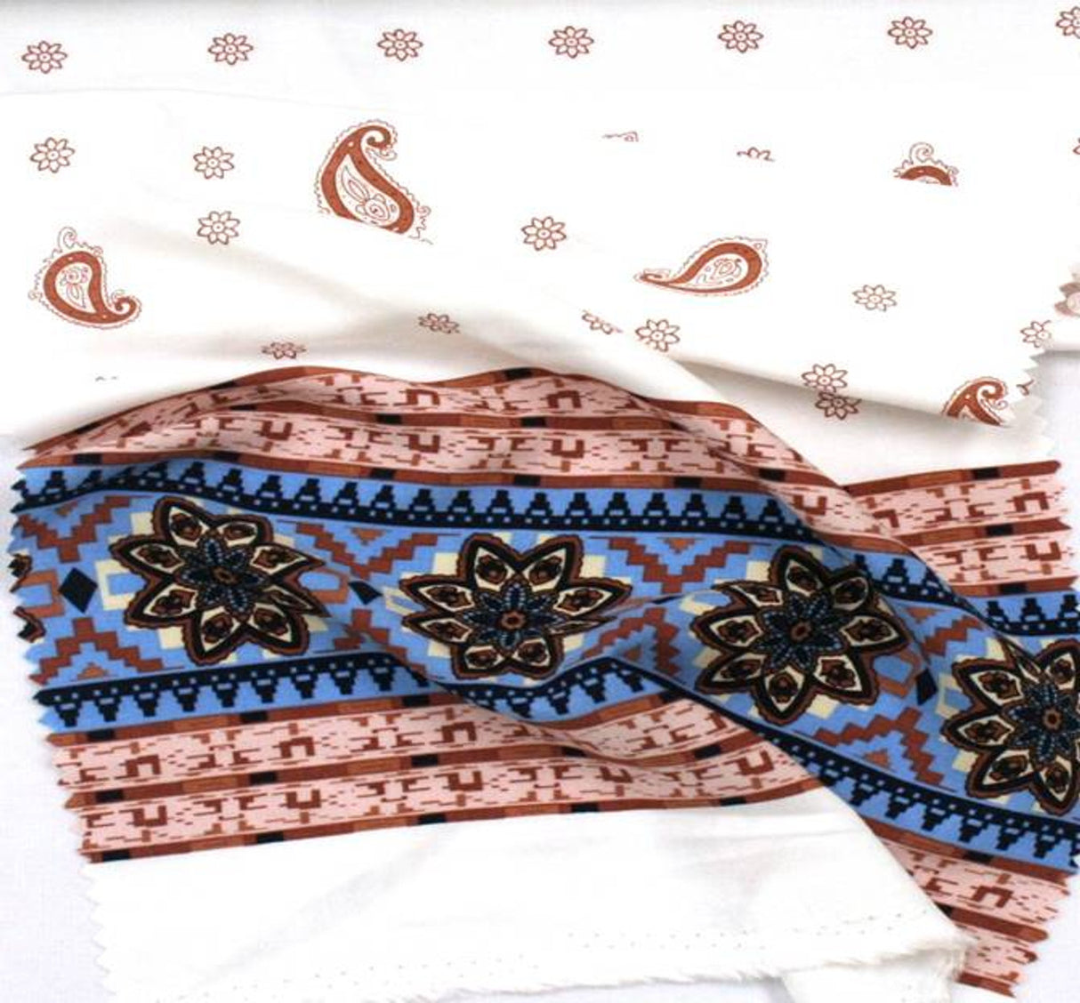 1 Yard Soft Rayon Poplin Print Fabric Off White/Blue For Fashion Projects 54/55 Inches Width