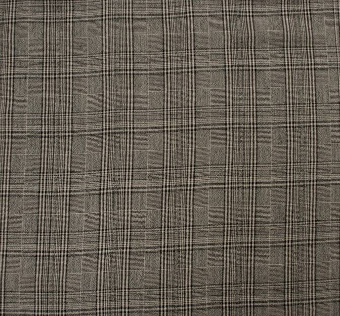 Rayon Yarn Dyed Plaid 1D1017 Rayon Fabric - Taupe Black Plaid, 50/51" Width (1 Yard)
