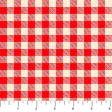 Cotton Gingham Fabric Red and Ivory 44/45" Camping Therapy