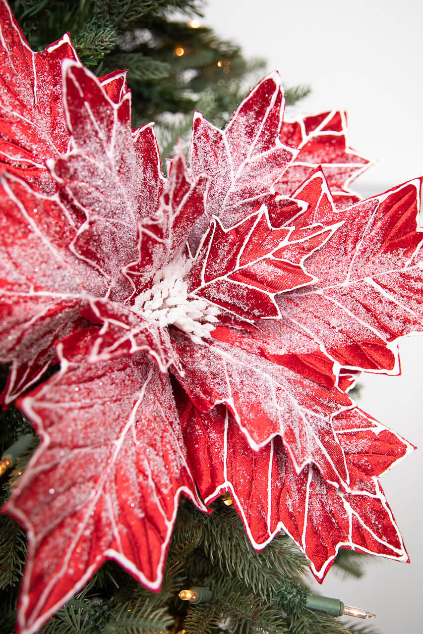 22” Frosted Poinsettia Stem