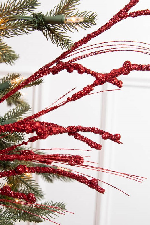 33” Glitter Berry Spray- Red