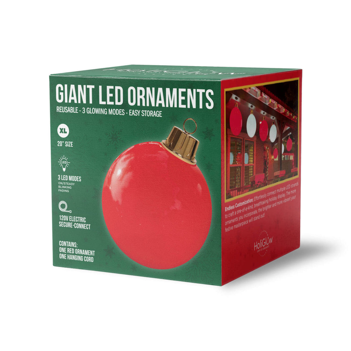HoliGlow Inflatable LED Ornament - 20" Red