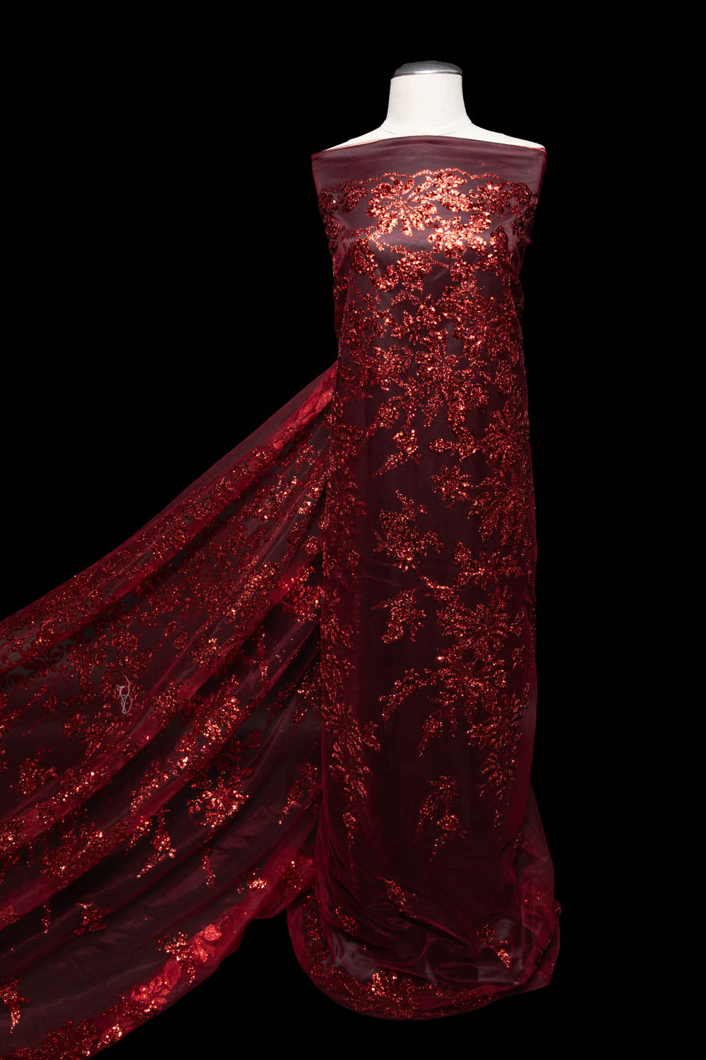 1 Yard 58" Tulle Lace Fabric with Floral Glitter Elegant Mesh Material for Fashion & Crafts