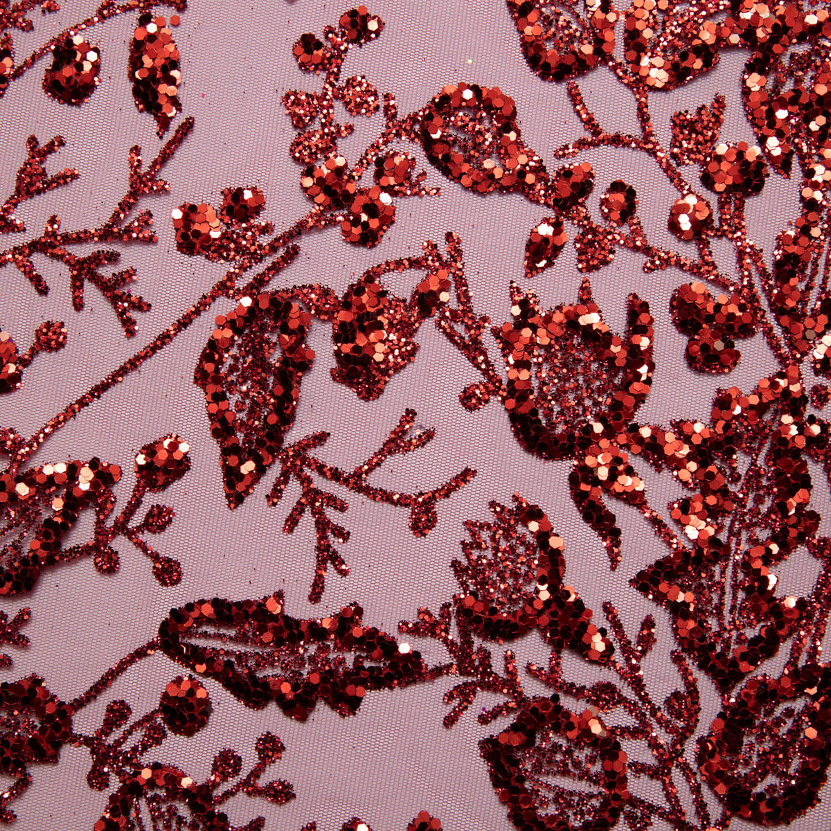 1 Yard Tulle Lace Fabric with Glitter and Floral Pattern, 58" Wide