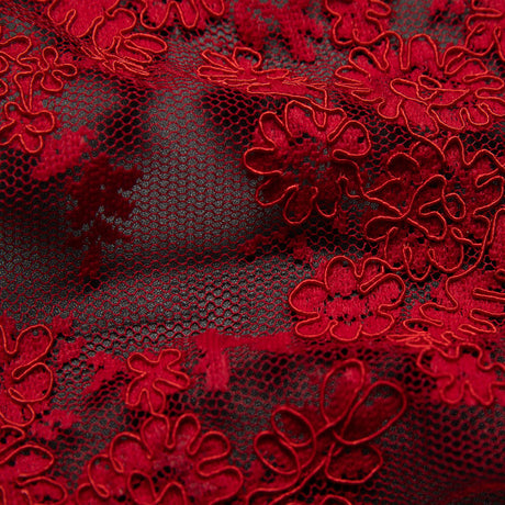 1 Yard Re-Embroidered Lace Fabric Cord Extravagant Floral Design Luxurious