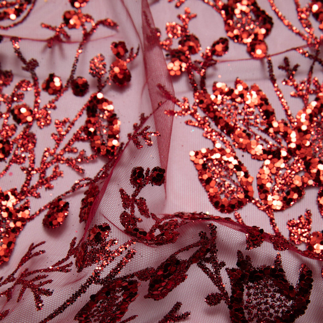 1 Yard Glitter Tulle Lace Fabric with Floral Pattern 58" Wide Mesh for Bridal, Gowns & Crafts