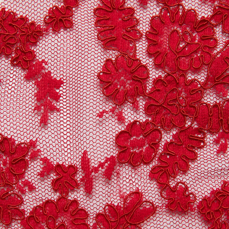 1 Yard Re-Embroidered Lace Fabric Cord Extravagant Floral Design Luxurious