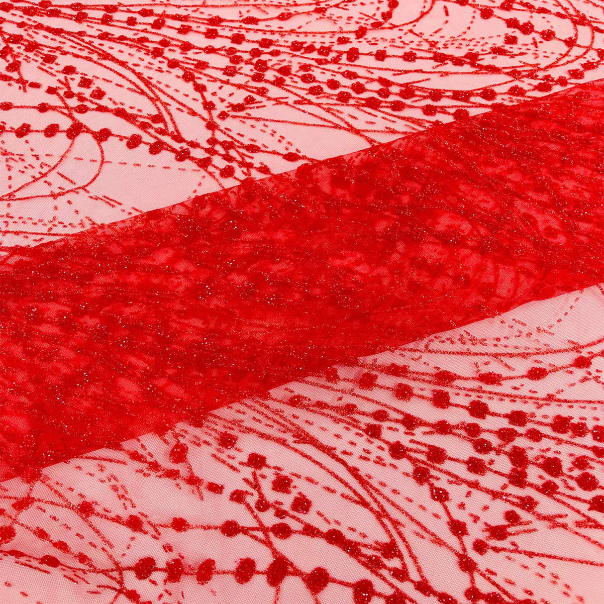 Galaxy Glitter Design Mesh Lace Polyester Fabric - Glitter Galaxy Pattern, 52-54" Width (1 Yard)