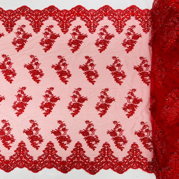 Beaded Lace Fabric Helena Floral 50" Width