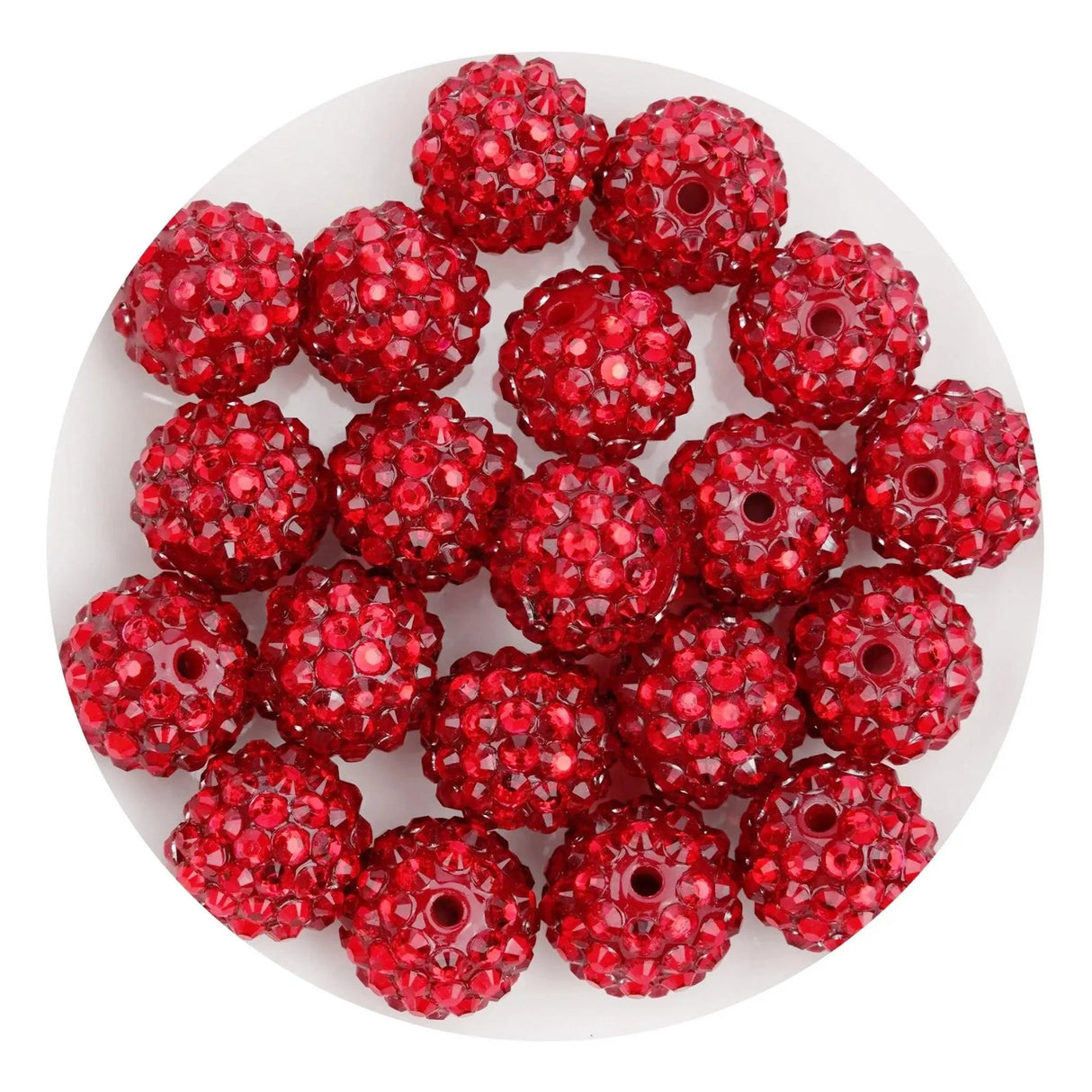 Acrylic Round String Bubblegum Bling Beads - Red (5 Beads - 16mm)