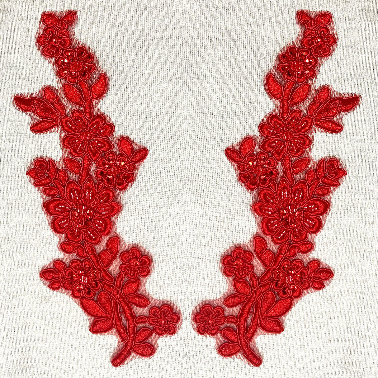 Beaded Floral Lace Applique