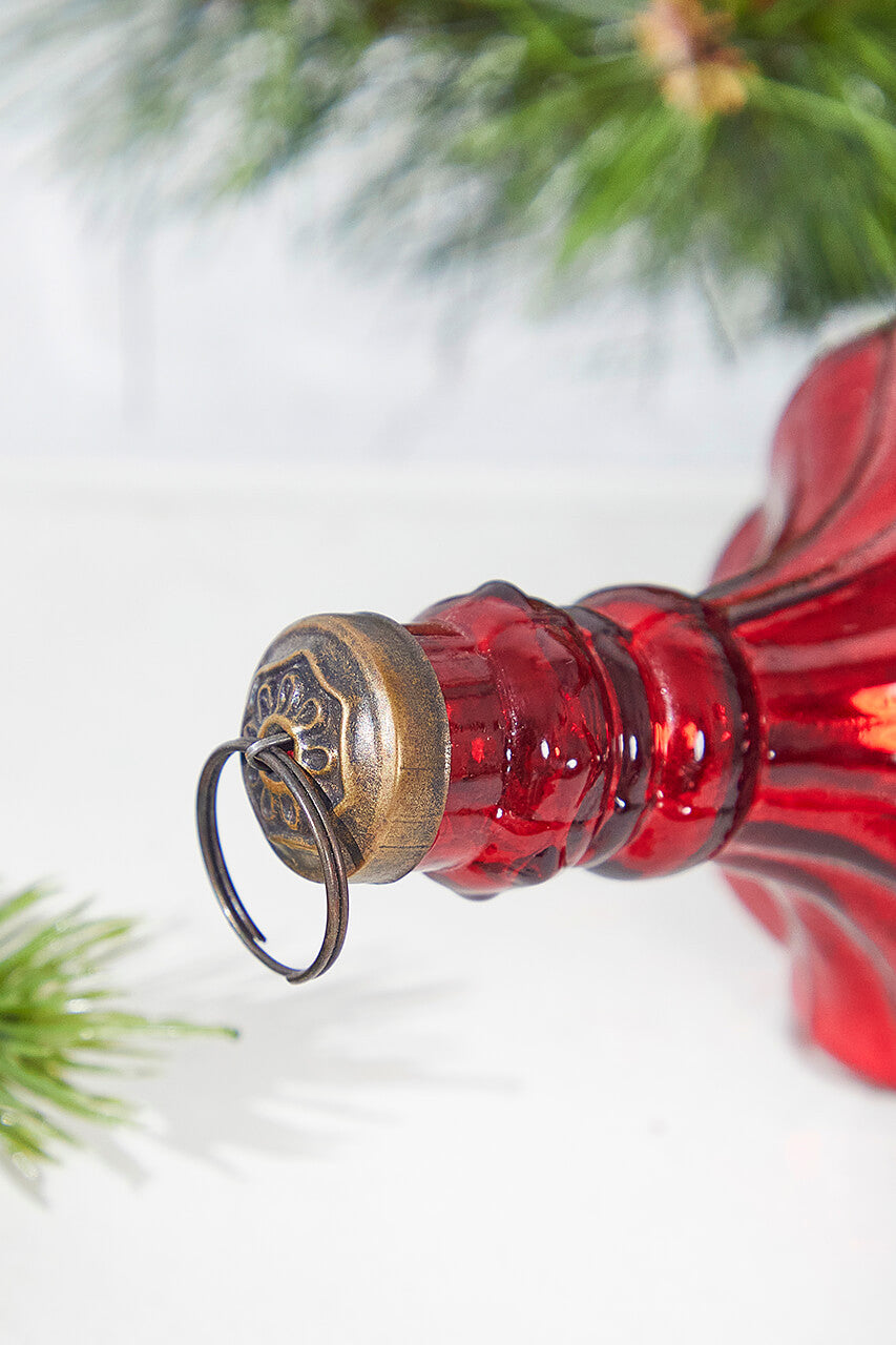 7.25 Inch Mercury Glass Red Chandelier Drop Ornament