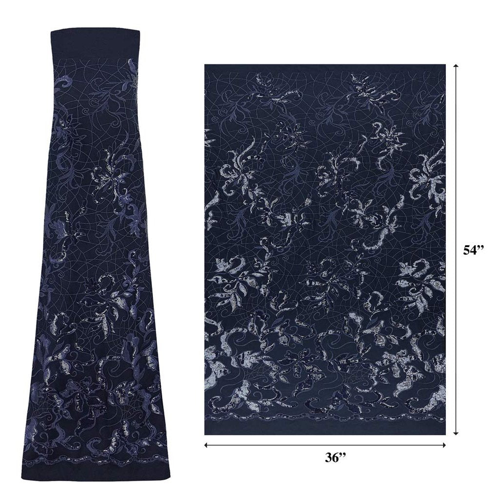 Renaissance Stretch Mesh Sequin Fabric - Royal, White, Champagne, Coral, Red, Burgundy, Green, Navy, Black, 54" Width (1 Yard)