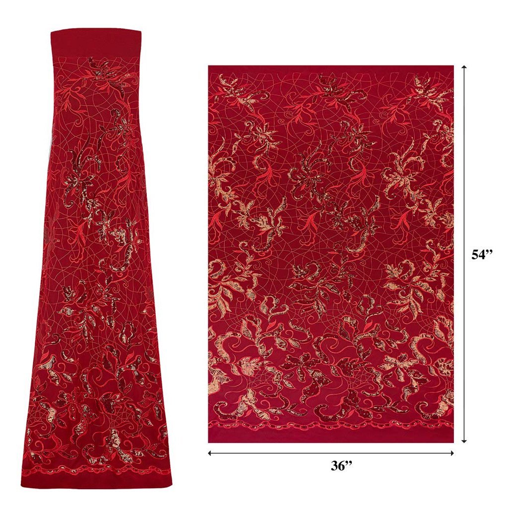 Renaissance Stretch Mesh Sequin Fabric - Royal, White, Champagne, Coral, Red, Burgundy, Green, Navy, Black, 54" Width (1 Yard)