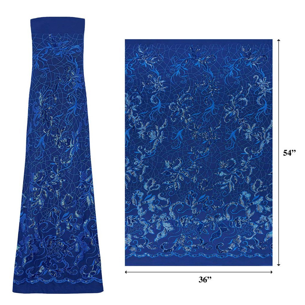 Renaissance Stretch Mesh Sequin Fabric - Royal, White, Champagne, Coral, Red, Burgundy, Green, Navy, Black, 54" Width (1 Yard)