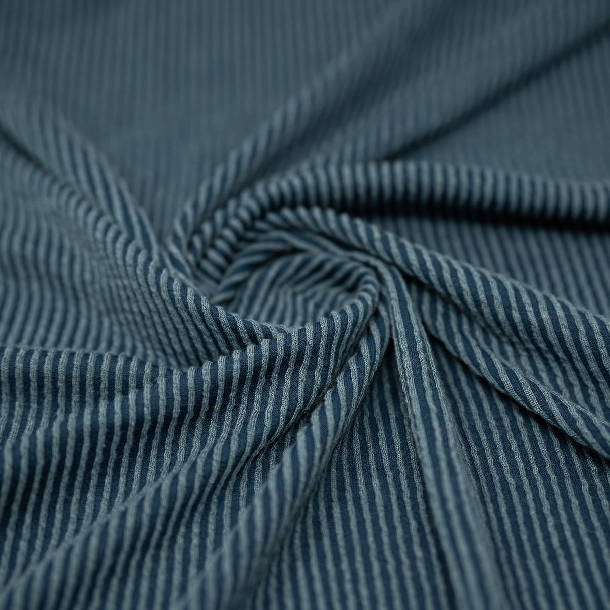 Rib Knit Polyester Rayon Spandex Fabric - Poseidon Blue, 4-Way Stretch, 51" Width (1 Yard)