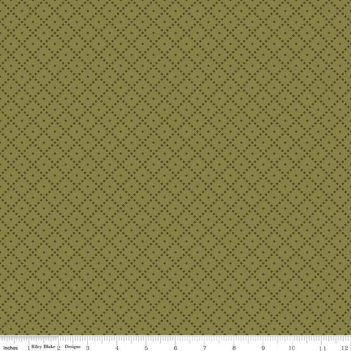 Quilting Cotton The Awe of Autumn Grid Hazy Green Riley Blake Designs