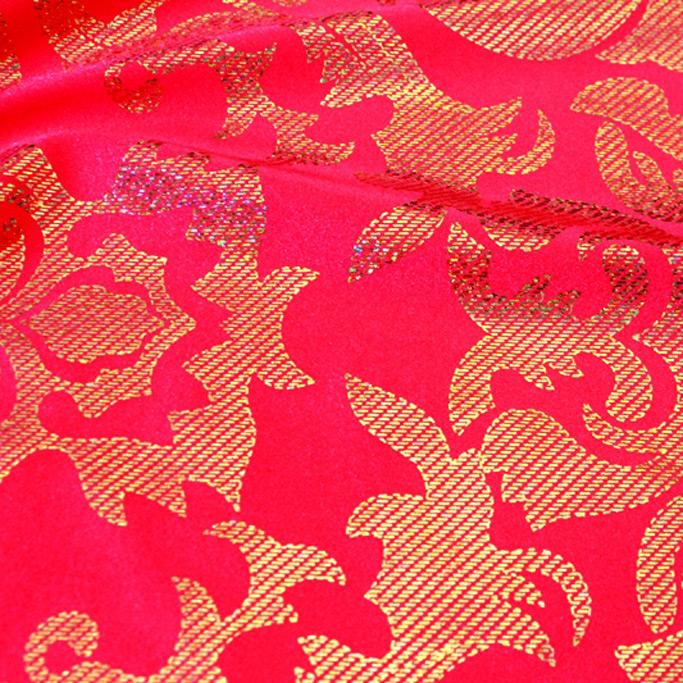 Rome Foil Printed Spandex Fabric - Bright Grape, Foil Print, 53/54" Width (1 Yard)