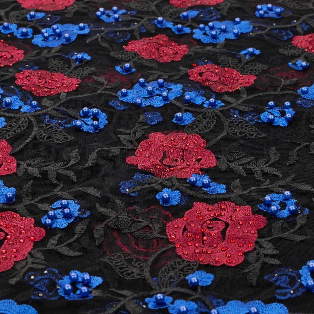 Embroidered Mesh Rose and Vine