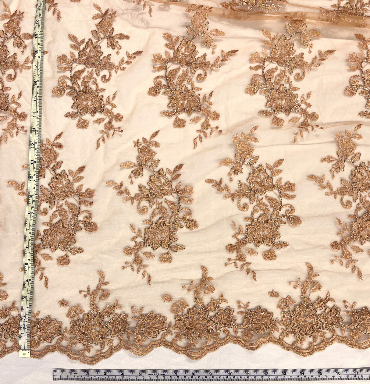 Corded Floral Lace Fabric Ivory
