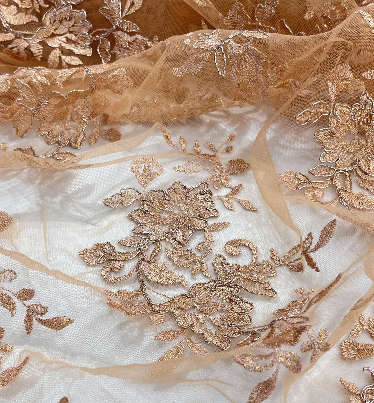 Corded Floral Lace Fabric Ivory