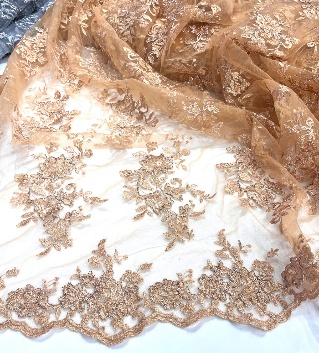 Corded Floral Lace Fabric Ivory