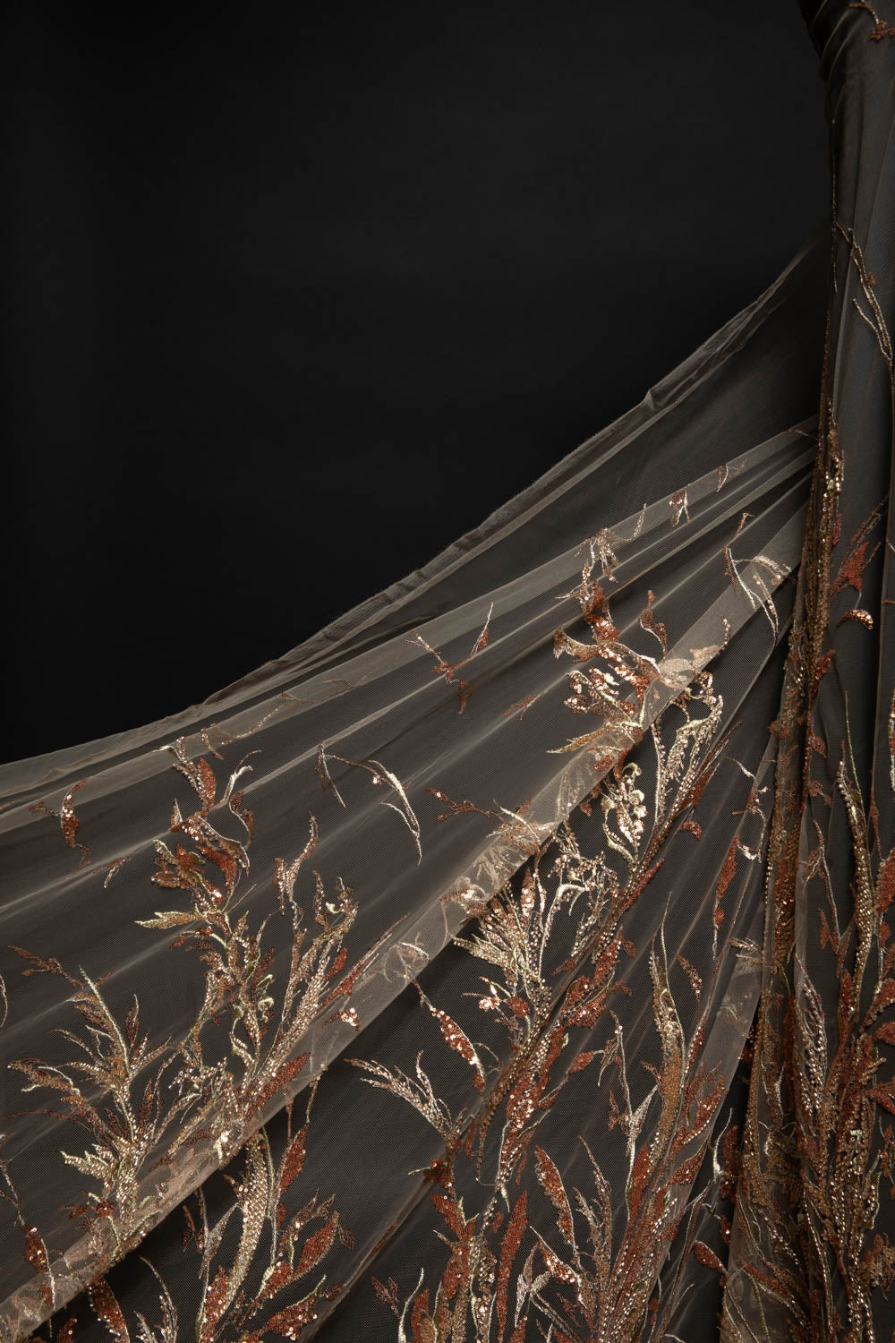 1 Yard Tulle Lace Fabric with Sparkling Sequins and Beautiful Embroidery 52" Wide Designer Fabric