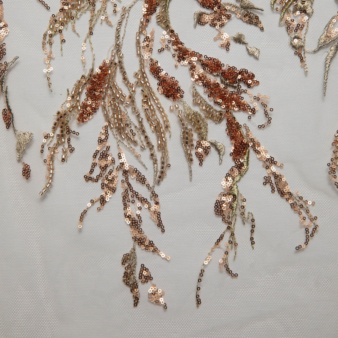 1 Yard Tulle Lace Fabric with Sparkling Sequins and Beautiful Embroidery 52" Wide Designer Fabric