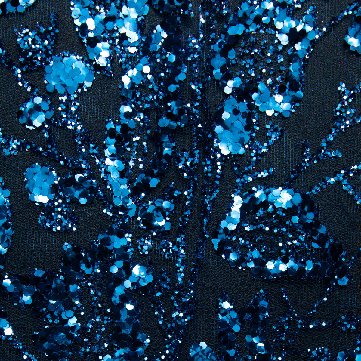 1 Yard Tulle Lace Fabric with Glitter and Floral Pattern, 58" Wide