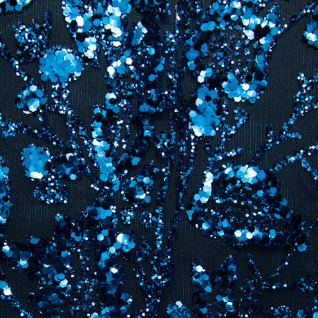 1 Yard Tulle Lace Fabric with Glitter and Floral Pattern, 58" Wide