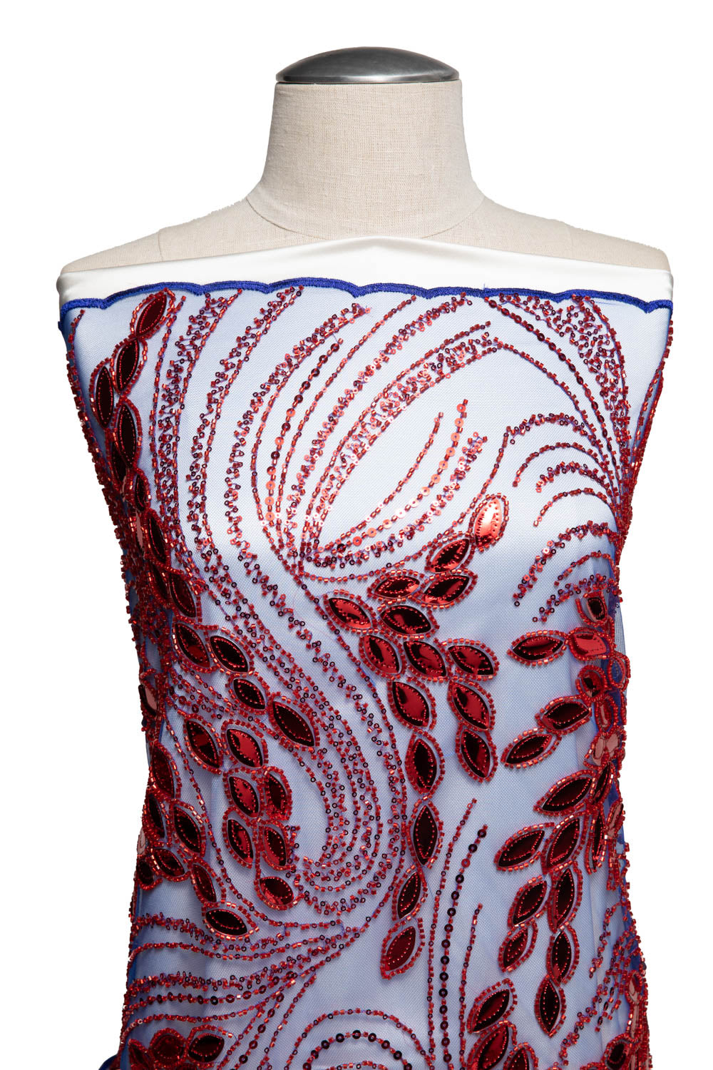 1 Yard Embroidered Tulle Lace Fabric with Sophisticated Pattern, 52" Wide