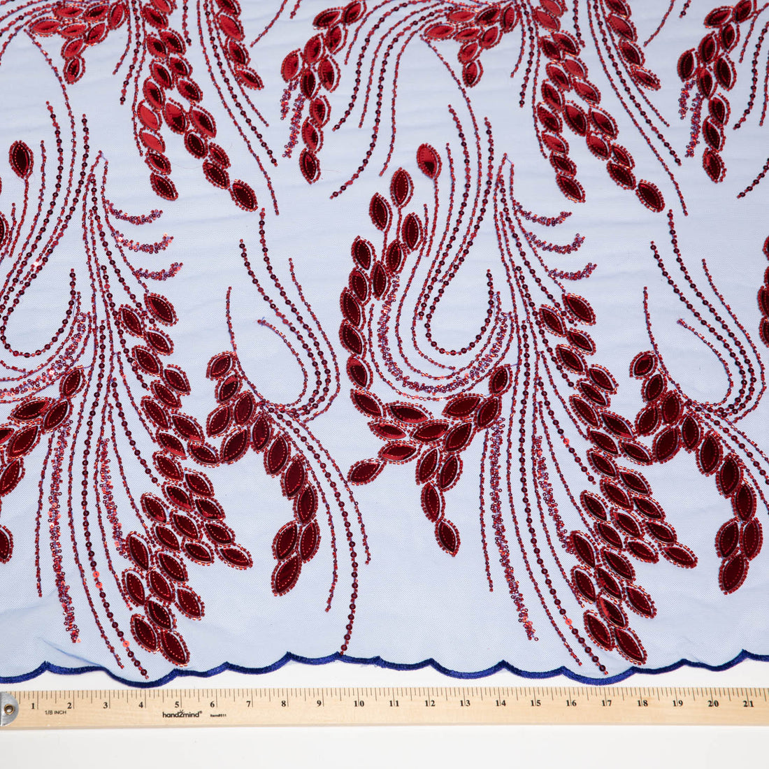 1 Yard Sophisticated Pattern Embroidered Tulle Lace Fabric 52" Wide Designer Textile